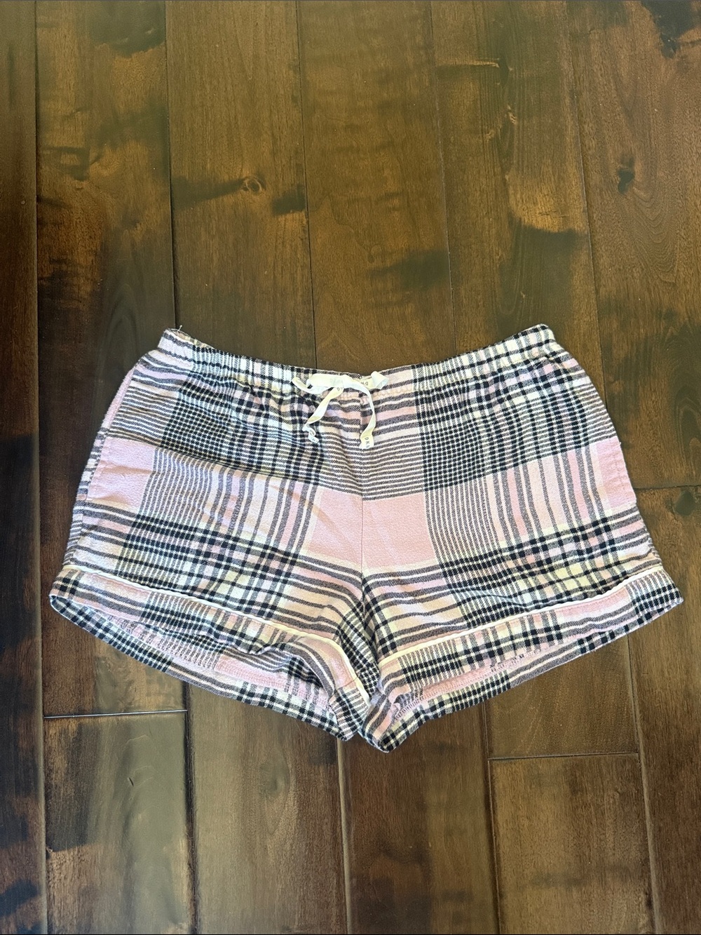 DKNY Pink Plaid Athletic Drawstring Shorts